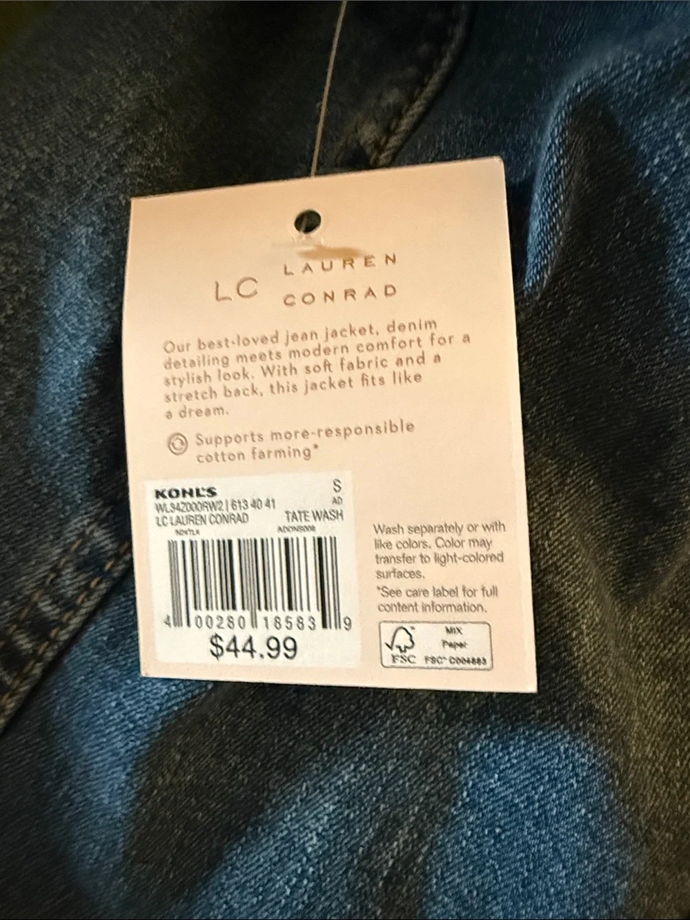 LC Lauren Conrad Medium Blue Denim Jean Jacket - Picture 12 of 15